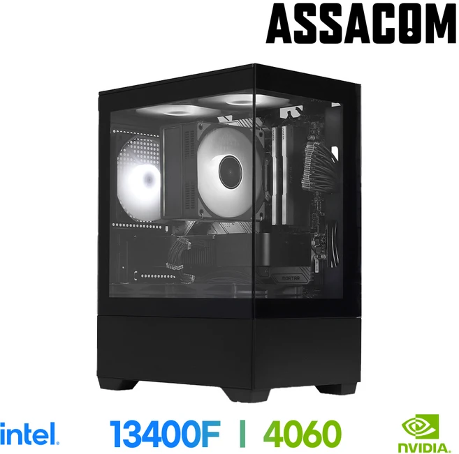 [아싸컴] 조립pc 게이밍 고사양 게임용 데스크탑 롤 배그 본체 인텔 AMD 컴퓨터, 09. 13400F+4060, Free DOS, 500GB, 32GB, 블랙