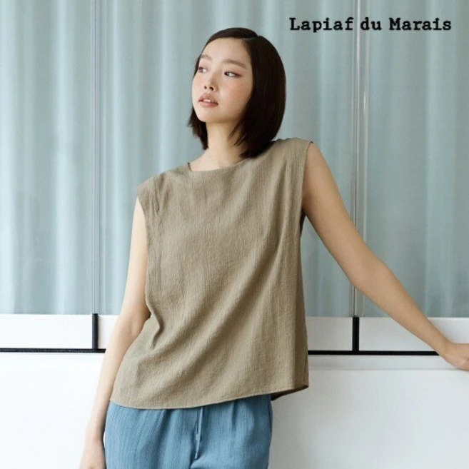 라삐아프 25SS 크링클 슬리브리스 블라우스