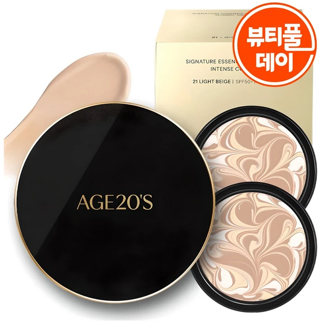에이지투웨니스 시그니처 에센스 커버 팩트 인텐스 케이스 + 리필 14g 2p 세트, 21라이트베이지, 1개