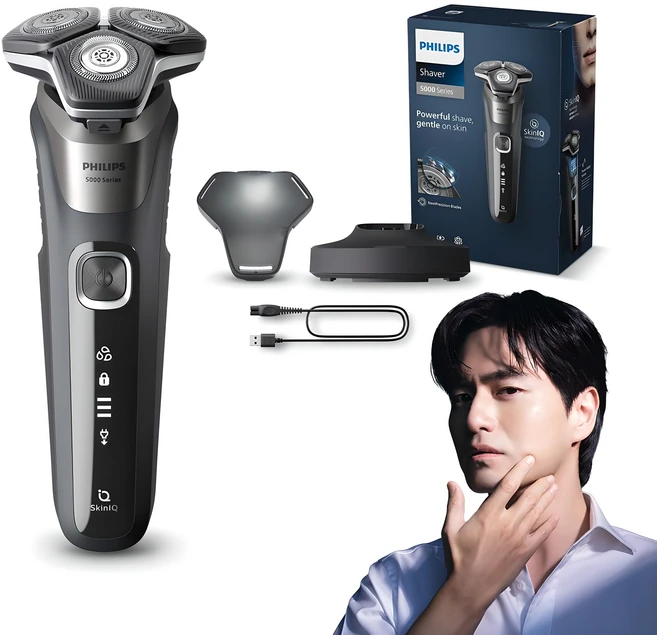 필립스 SkinIQ 5000 시리즈 전기면도기, 수염 밀도 맞춤 파워, 3헤드 (S5887/29)