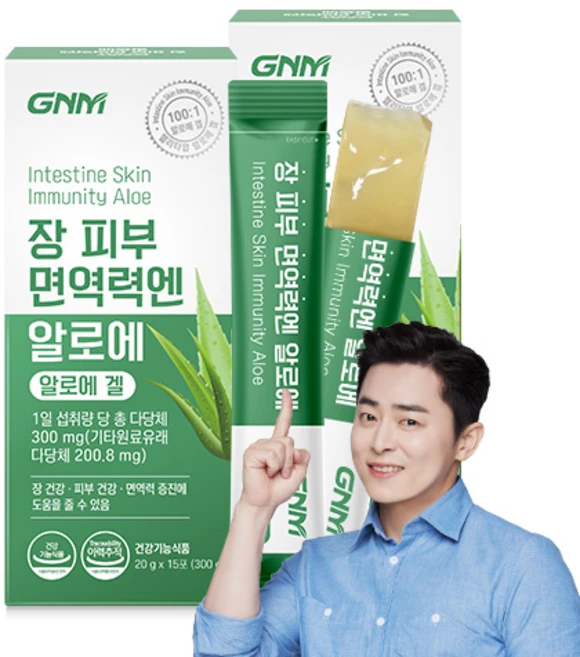 GNM 장 피부 면역력엔 알로에 / 먹는 알로에겔 이뮨 젤리스틱 장건강 피부건강 면역력증진, 300g, 2개