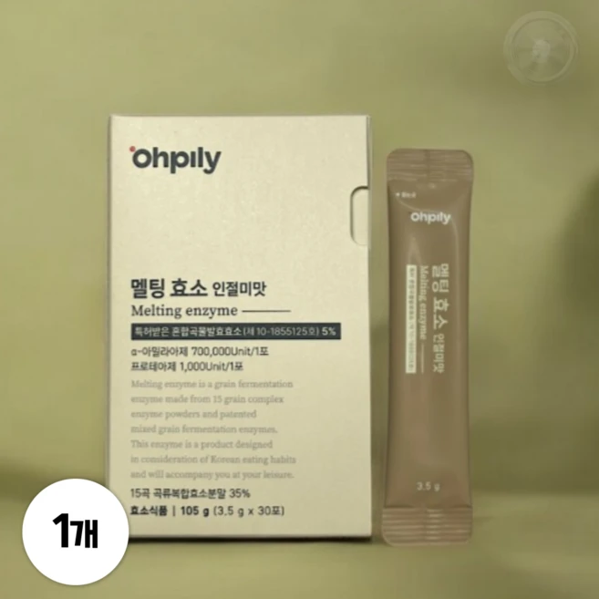 오필리 멜팅 효소 발효 탄수화물 분리대두단백 인절미맛 1박스 (30포), 1개, 105g