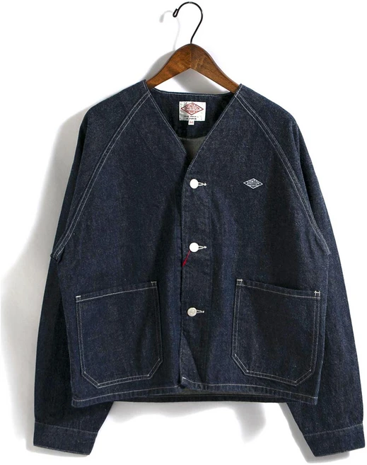 DANTON 단톤 데님 칼라리스 인디고 자켓 COLLARLESS DT-A0306 KDM