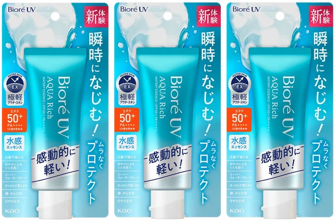 비오레 UV 아쿠아리치 선크림 에센스 대용량 105g, 3개, 70g