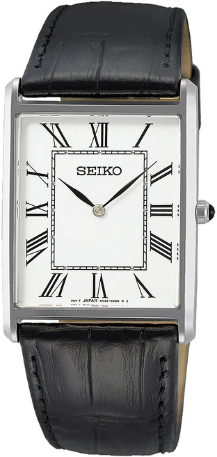 [Seiko] 세이코 남성용 쿼츠 시계 가죽 스트랩 블랙 SWR052P1
