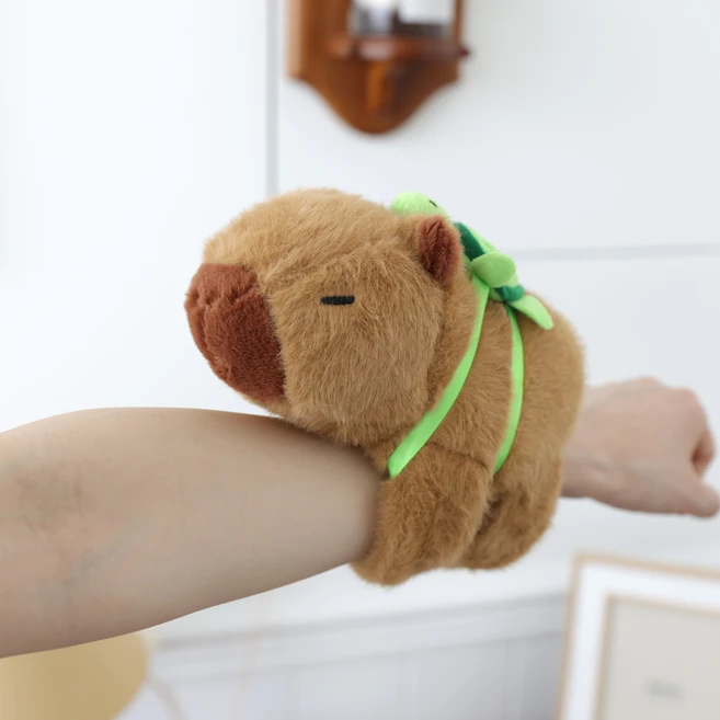 픽플렉 귀여운 카피바라 거북이 애착인형 모찌, 22cm 갈색