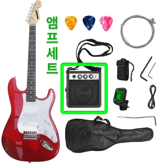 소닉플로 일렉기타 입문용 세트 학생용 초보용 전자기타, 일렉기타세트 - 메탈릭 레드, 1개