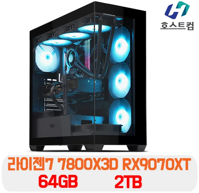 라이젠7 7800X3D RX 9070 XT + DDR5 64GB + NVMe 2TB AMD 라라랜드 게이밍 조립 PC 데스크탑 호스트컴, 7800X3D + 9070XT, Free DOS, 블랙