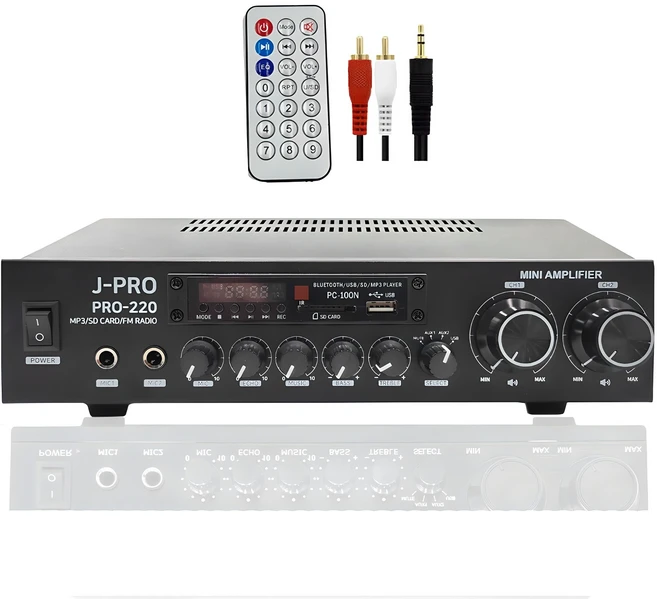 J-PRO 국산앰프 PRO-220 2채널 220W 블루투스 카페 업소용 매장용 앰프+리모콘+PC선 1.5M 포함, J-pro SM-200Q