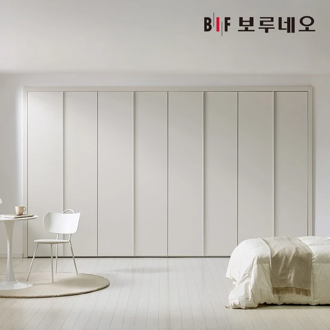 보루네오 E0 네오 여닫이 붙박이장 330cm 11자, 웜베이지 330cm