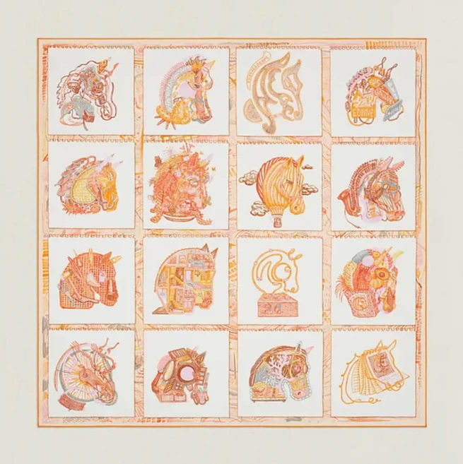 에르메스 까레 90 체발로스코프 스카프 CHEVALOSCOPE SCARF orange H003913S 08