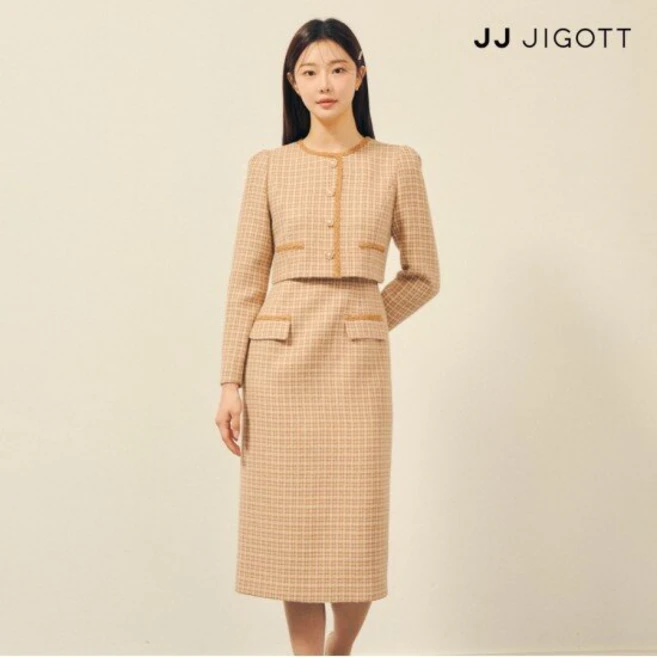 JJ지고트 울 하운드투스 재킷 H라인 원피스 GPBP0OP121