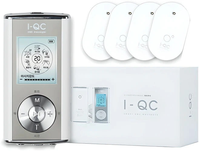 아이오랩 아이큐시 저주파 마사지기 AIO I-QC, 화이트 + 실버