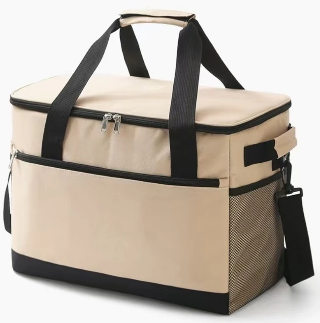 야영하다 접이식 피크닉 쿨러백 아이스박스, 30L, 베이지
