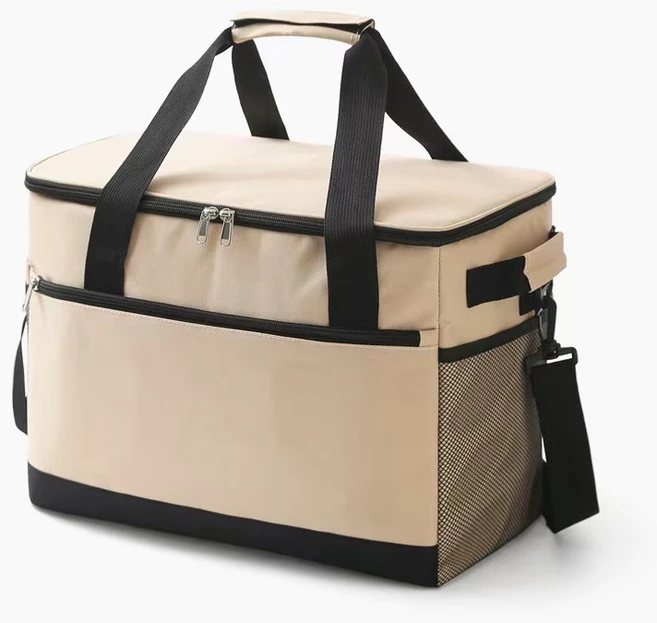 야영하다 접이식 피크닉 쿨러백 아이스박스, 30L, 베이지