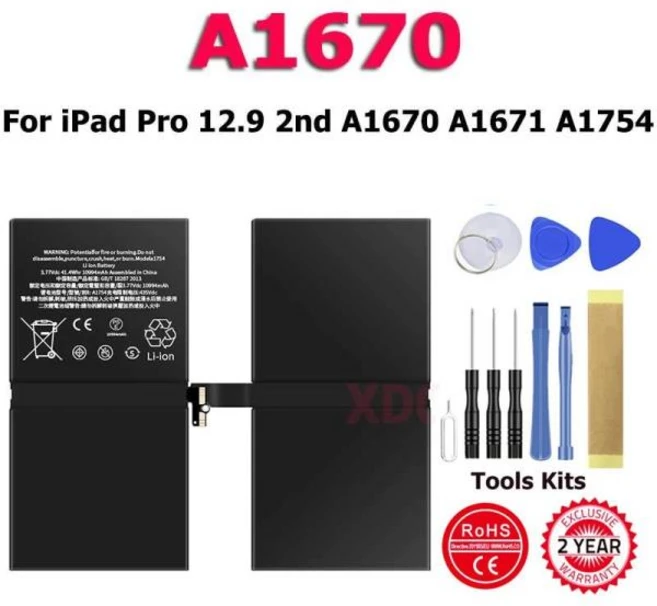 패드 프로 12.9 2 Nd Gen A1670 A1671 A1754 A1821 용 배터리 동반 도구 보내기, 한개옵션0