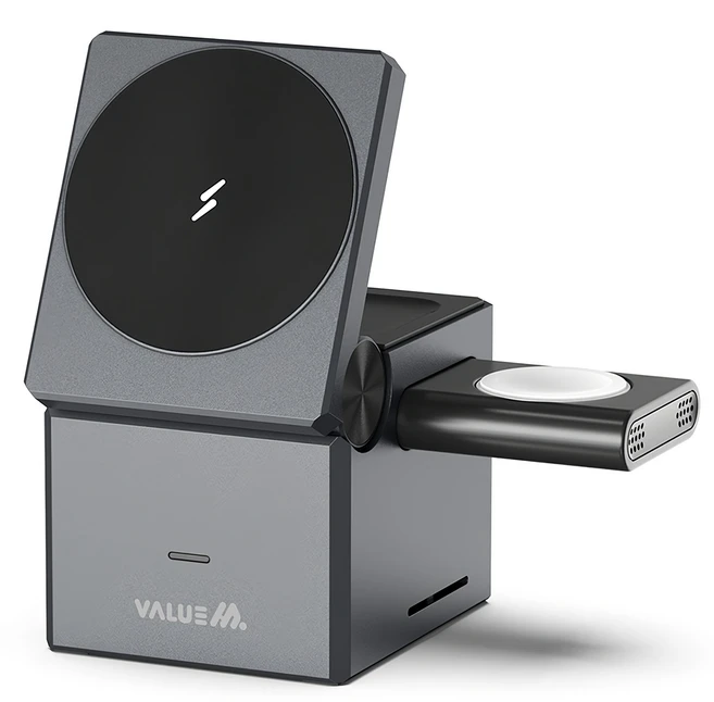 밸류엠 큐브 3in1 맥세이프 고속 무선 충전기, 혼합색상, 1개