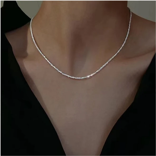 FANSYLI 은목걸이 기본 레이어드 얇은 실버925 목걸이줄 행운 재물운 은체인 초커 목걸이 0326JLL034