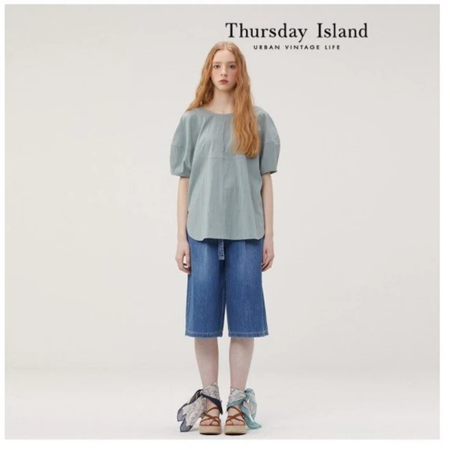 써스데이아일랜드 [Thursday Island] 라운드넥 코쿤핏 롱 블라우스(T234MBL631W)