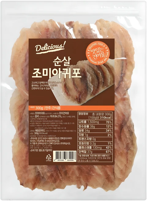 해맑은푸드 조미 순살 아귀포 대, 300g, 1개