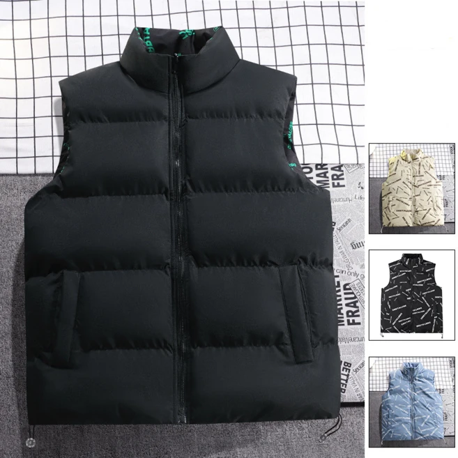 Sevenmoon 남성용 면 조끼 겨울 캐주얼 양면 착용 코트