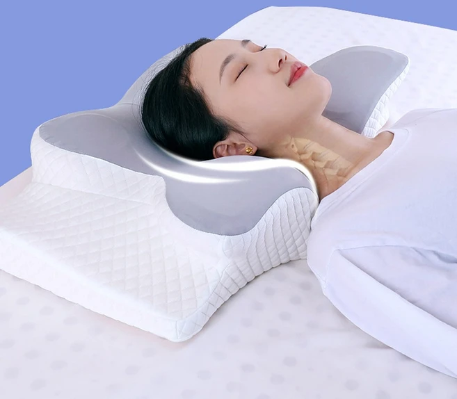 SAGONG 고밀도 메모리폼 경추베개 옆으로 누워자는 베개, 그레이+화이트, 1개