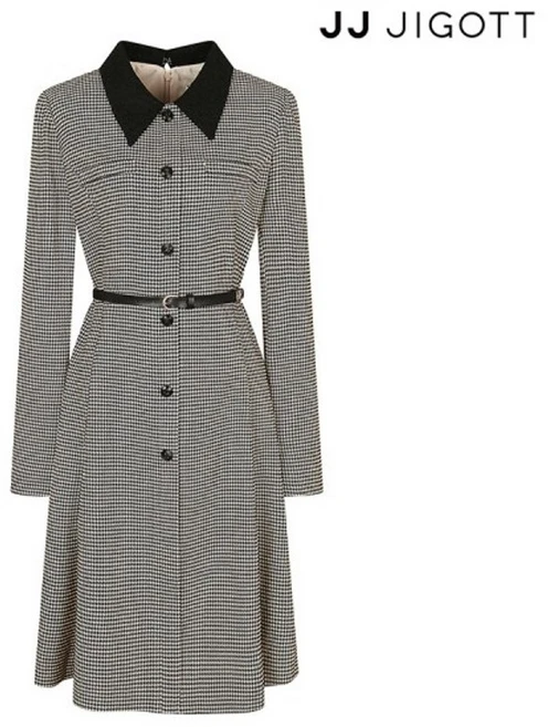 JJ지고트 솔리드 칼라 하운드 투스 원피스 GNBM0OP91