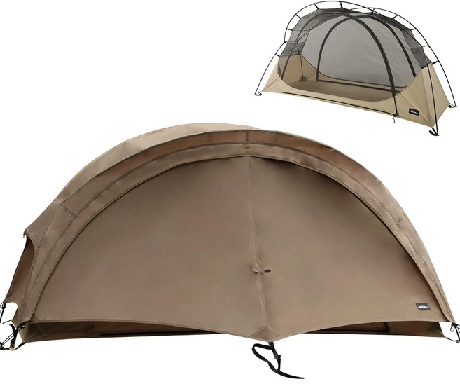 Soomloom 코트 텐트 Nebula 캠핑 텐트 외텐트와 독립형 인너 텐트 방수 통기성 방충 방수 경량 컴팩트 아웃도어 캠핑 침대 텐트 쉘터 및 차양, Khaki, 1개