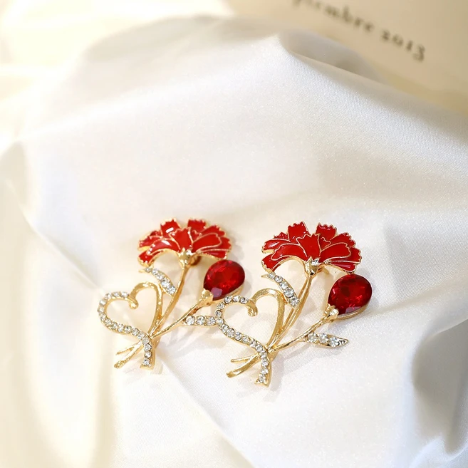 어버이날 부모님 선물 부토니에 카네이션 브로치 핸들케이스, 하트루비 브로치2P세트, 1개