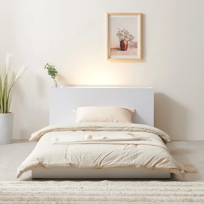 이프 단리 저상형 LED헤드 침대 프레임, 화이트 FGS1220