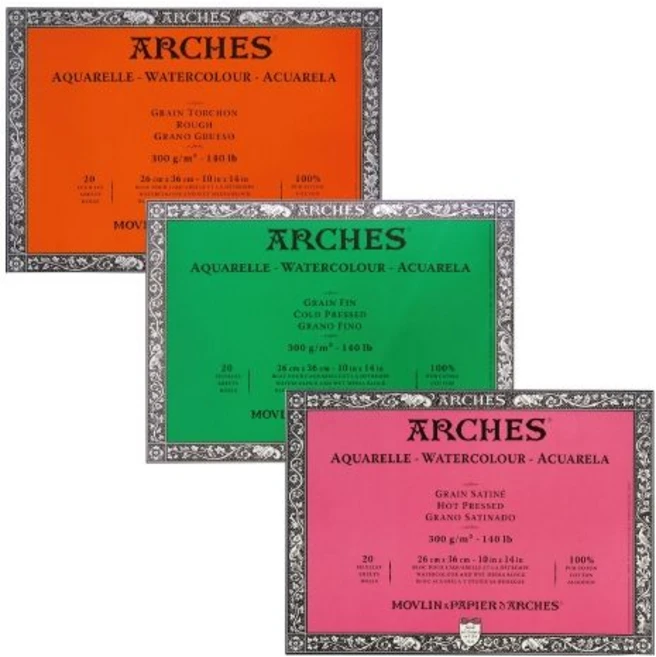 아르쉬 수채화지 수채패드 4면제본 스케치북 23x31 20매 300G 황목/중목/세목 [옵션선택], 황목 WI1795085