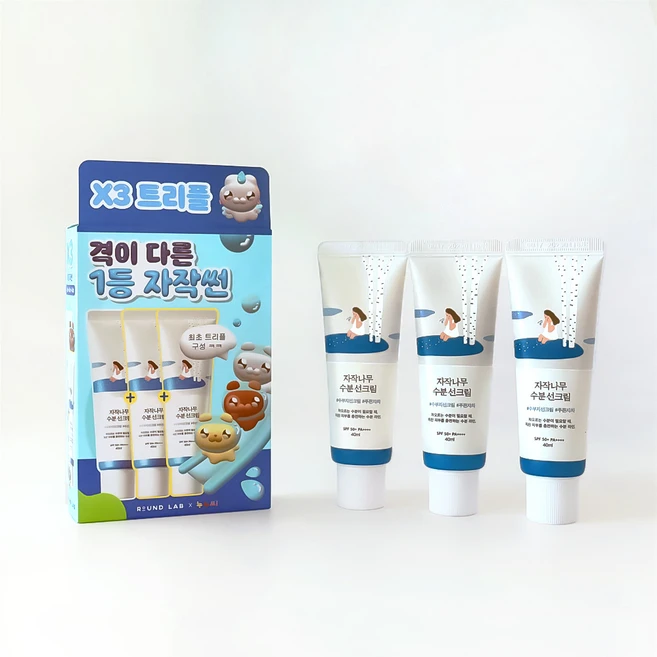 라운드랩 자작나무 수분 선크림, 3개, 40ml
