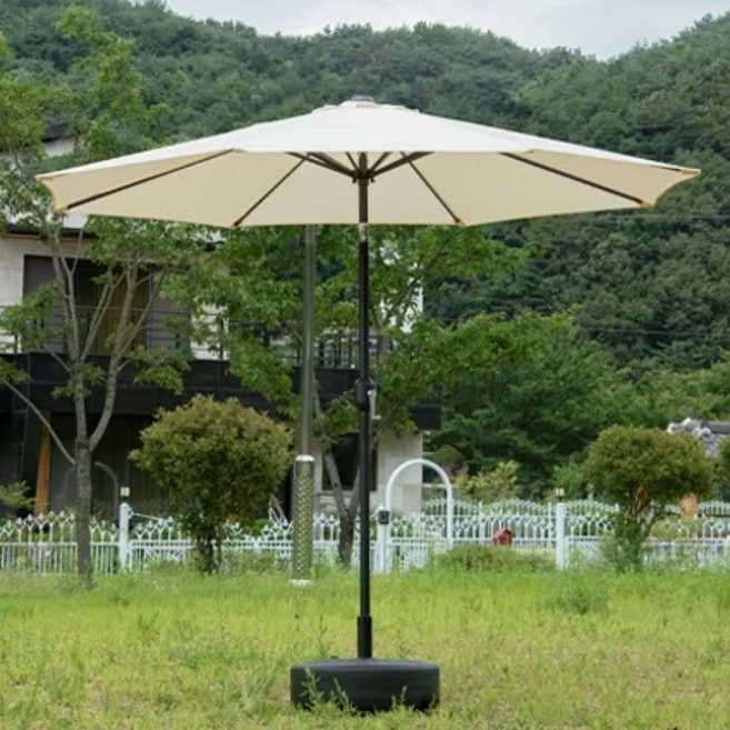 파라솔 대형 야외 휴대용 반자동 파라솔 2.7M 비치 정원 테라스 낚시 캠핑 각도조절 물통미포함, 반자동파라솔+물통 (풀세트), 아이보리