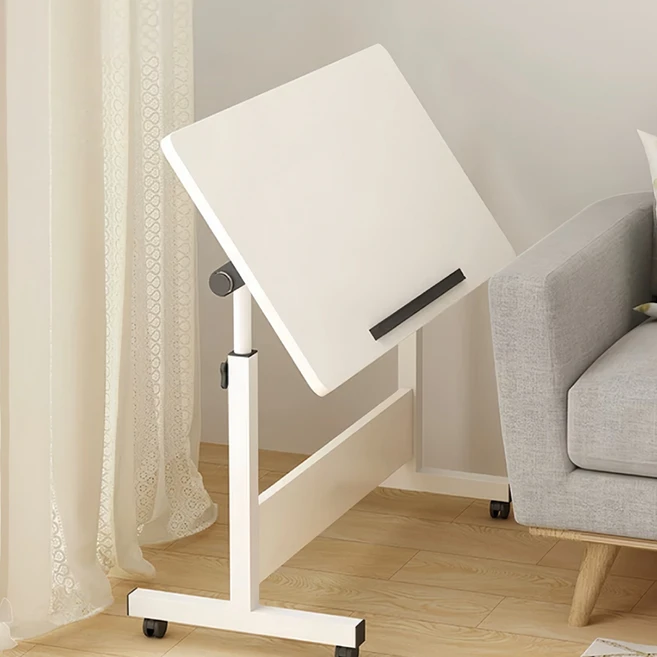 FONOW 접이식테이블 사이드 테이블 이동 조절 그림 그리기 공부하기 컴퓨터 다용도 침대 소파 보조 테이블, 흰색80*40