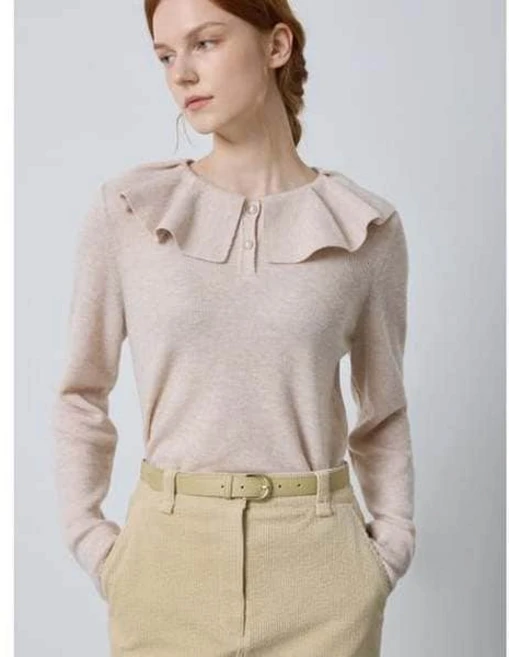 CC콜렉트 씨씨콜렉트 러플카라넥 니트 풀오버 C244KSK037 175424 {!마감임박!}, 99(FREE), BK(블랙)