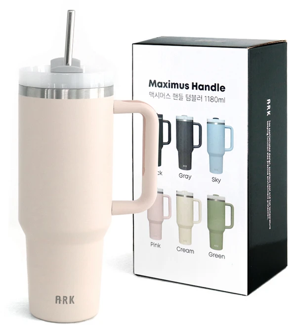 아크 맥시머스 핸들 대용량 빨대 텀블러 1180ml, 핑크, 1개