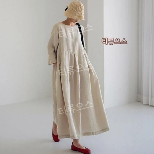 시크한 로로희 원피스 톰보이 김남주 딘트 럭키슈에뜨 플리츠프릴츠 롱 홀복, 검은 색, 1개