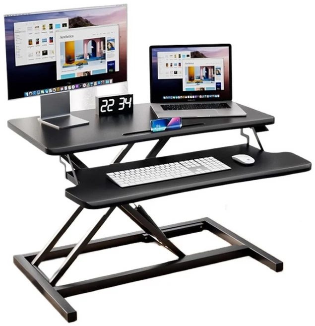 ZOZOFO 전동 에어 리프트 높이조절 테이블 스탠딩 노트북 게이밍 책상 사무실 책상, 블랙