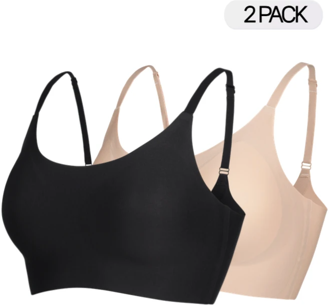 패드일체형 심리스 노와이어 어깨끈형 콤비심리스 브라 2매 세트 하성민기업