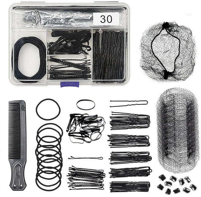 링하나 올인원 머리망 7종세트 승무원 간호원 면접 한복 올림머리 헤어망6P+실핀18P+U핀10P+헤어링10P+머리빗 세트 SR6