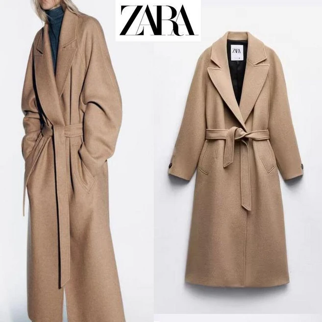 자라 여성용 루즈핏 벨트 소프트 롱코트 자켓 zara