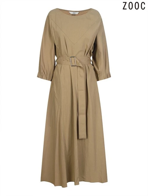 주크 라운드넥 롱 벨티드 원피스 V233PSE903 BE