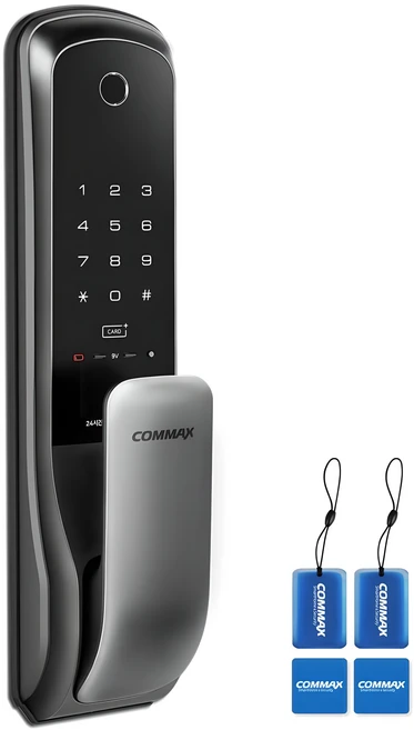 COMMAX 무타공 지문인식 카드키 푸시풀 디지털 손잡이 있음 도어락 CDL-615P, 고객직접설치