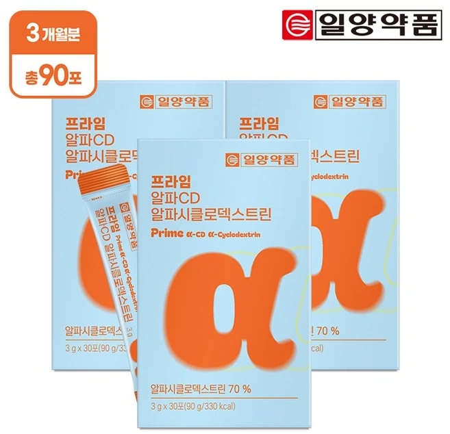 일양약품 프라임 알파CD 알파시클로덱스트린 / 순도100% 난소화성말토덱스트린, 3박스, 30회분