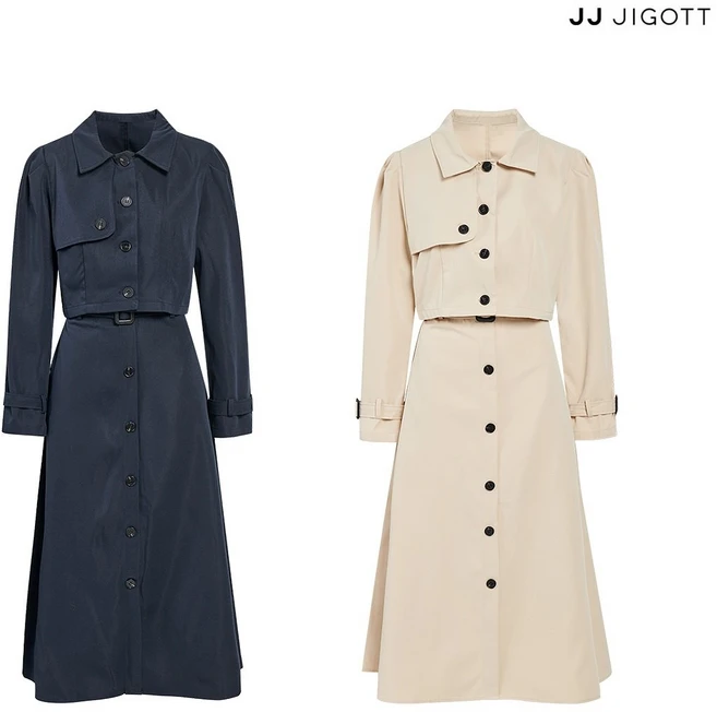 [백화점판] JJ지고트 트렌치 셔츠 원피스 세트 하객룩 데이트룩
