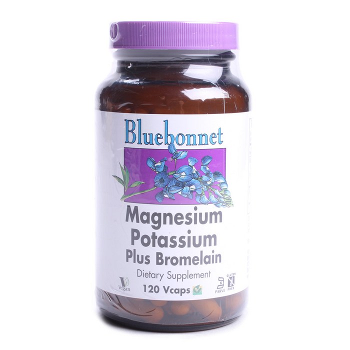 블루보넷 마그네슘 포타슘 플러스 브로멜라인 브이캡 글루텐 프리 비건, 60개입, 2개 대표 이미지 - 블루보넷 마그네슘 추천