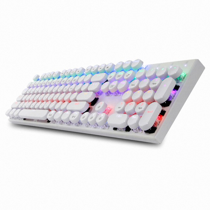 앱코 조약돌 레트로 키캡 축교환 레인보우 LED 게이밍 기계식 유선 키보드 청축, K840, 화이트 대표 이미지 - 사무실 키보드 추천