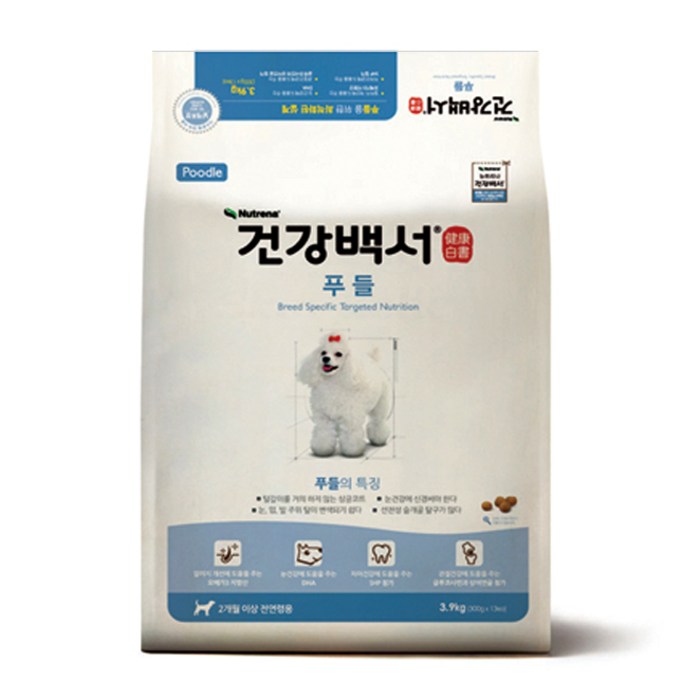 카길 건강백서 전연령 생선 푸들 애견사료, 3.9kg, 1개 대표 이미지 - 푸들 사료 추천