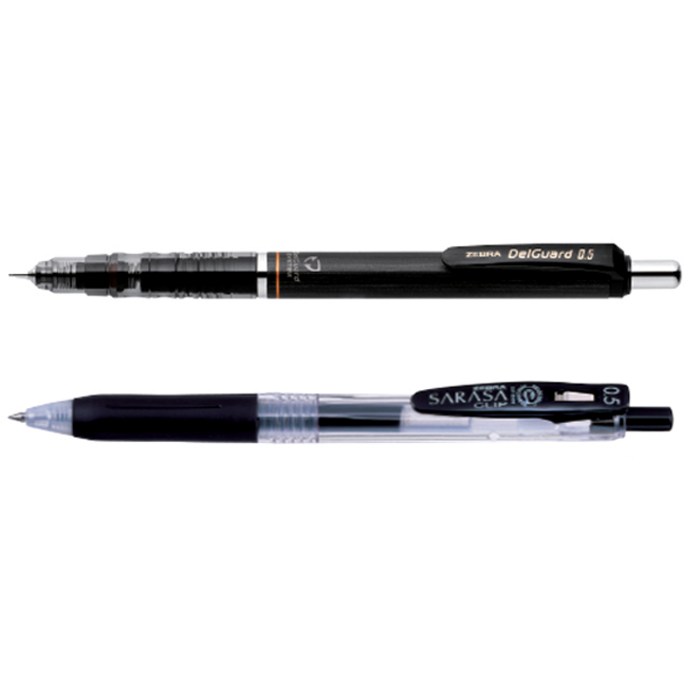 제브라 델가드 샤프 + 사라사 클립 볼펜 블랙, 0.5mm, 1세트 대표 이미지 - 부드러운 볼펜 추천