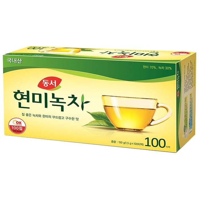 동서 현미녹차 티백, 1.5g, 100개 대표 이미지 - 녹차 티백 추천